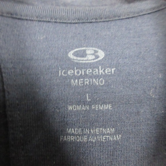 Icebreaker Terra Long Sleeve Half Zip Hood Women L Blue Wool Activewear 310 - Picture 3 of 15
